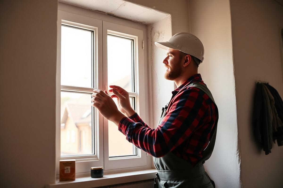 OffWhiteCity Monteur bei der Montage eines neuen Fensters